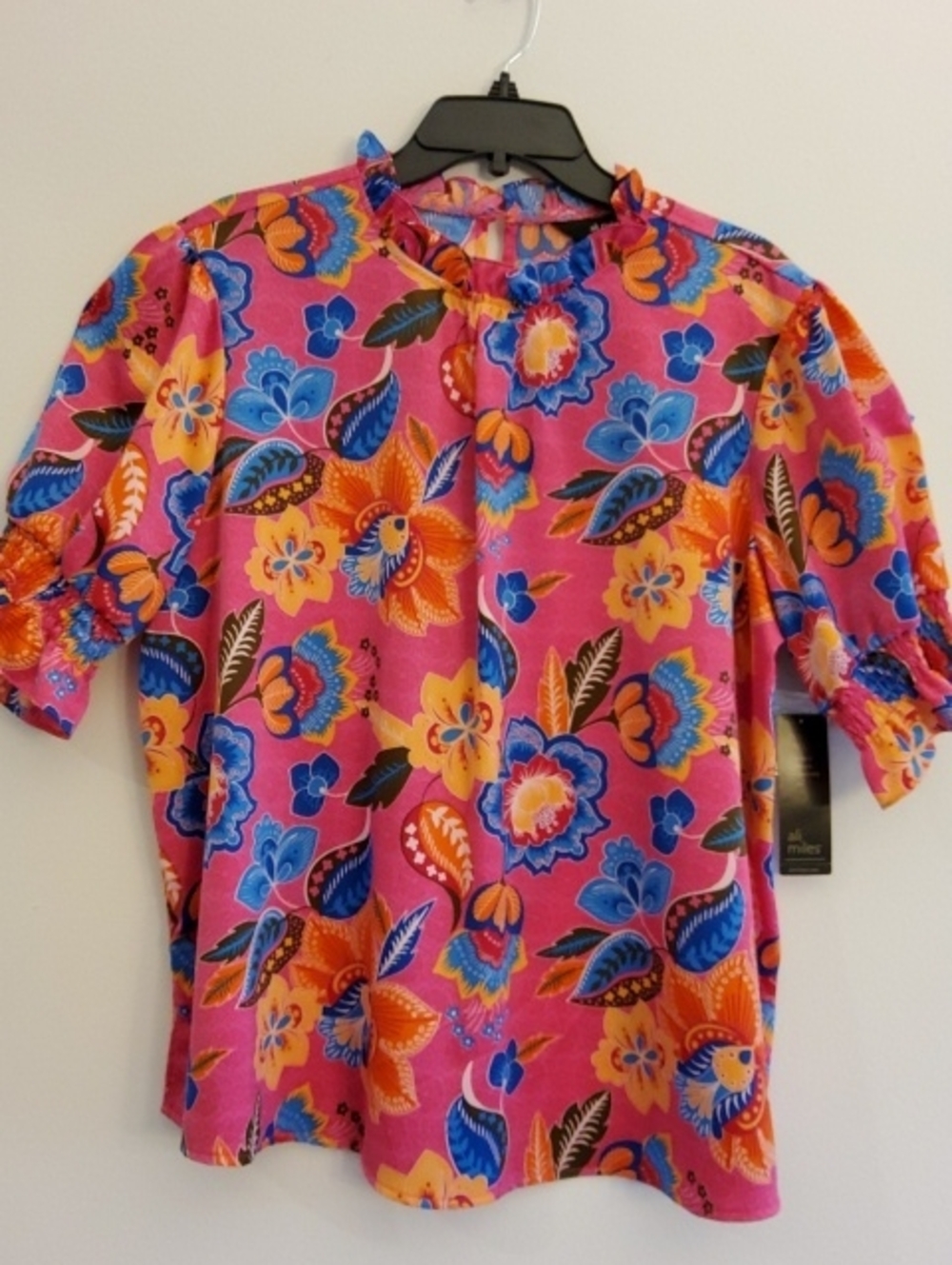 Ali Miles Pink Floral Multicolor Top